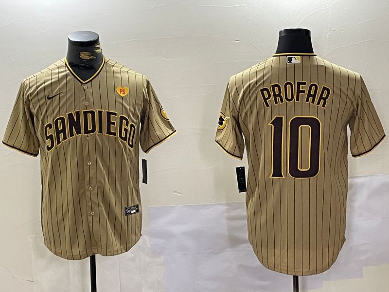 Men San Diego Padres #10 Profar Browm Stripe Game 2024 Nike MLB Jersey style 10083